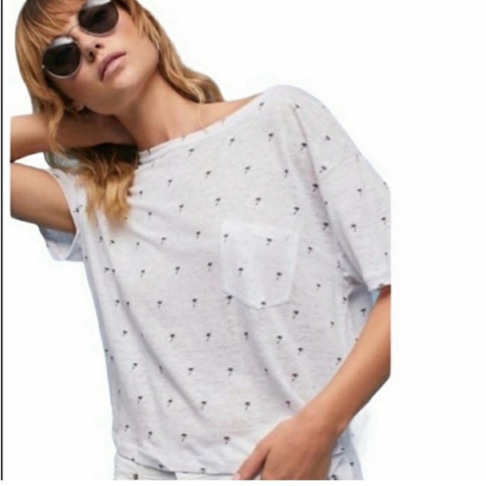 Rails Billie tee palm tree print size M linen blend